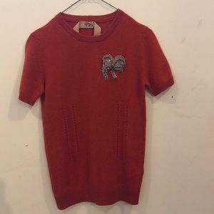 N°21 Short sleeve cashmere embellished sweater
